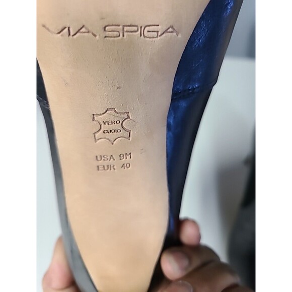 VIA SPIGA Vero Stiletto High Heel 4" Black Leather Ankle Boot Bootie Size 9 - Picture 4 of 10